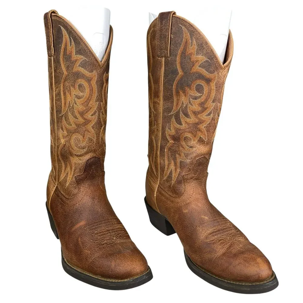 Justin Men’s Brown Leather Western Cowboy Boot Size US 8.5 D